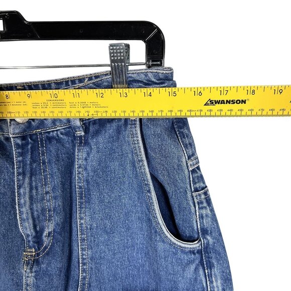 Zara Womens 6 Baggy Hi Rise Wide Leg Utility Multi Pocket Cargo Blue Denim - Picture 12 of 16